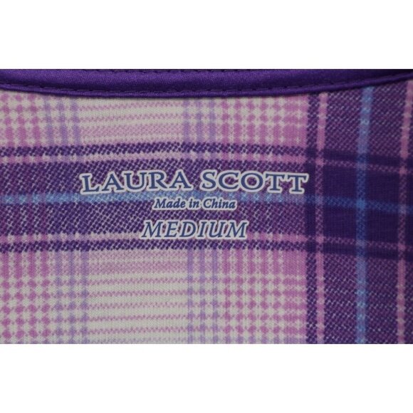 Laura Scott Purple Plaid Pajama Set-Size Medium-Wide Leg - Picture 13 of 16